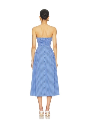FAITHFULL Benetta Midi Dress in Blue. Size L. Also in XS.