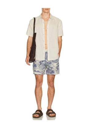 Fair Harbor 5 Bungalow Swim Trunk in Blue. Size L. Also in S, M, XL/1X.