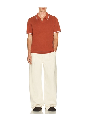 Fair Harbor Neptune Seawool Sweater Polo in Brick. Size L. Also in S, XL/1X.