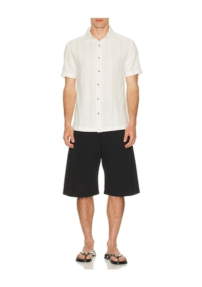 Fair Harbor Oasis Textured Short Sleeve Shirt in Cream. Size S. Also in M, XL/1X.