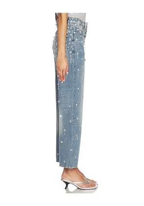 SIMKHAI Zealand Embellished Pant in Blue. Size 25. Also in 24, 26, 27, 28.
