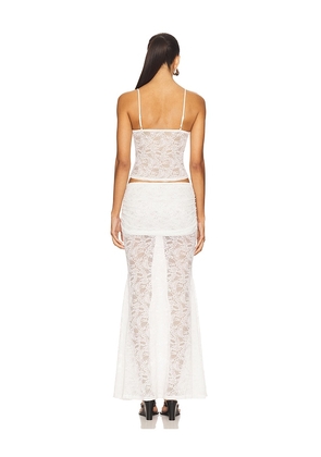 superdown Mimi Maxi Skirt Set in White. Size L. Also in XS, XXS, S, M, XL.