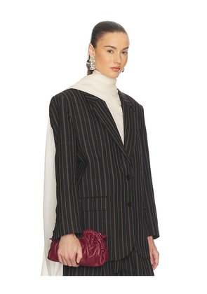 Helsa Stripe Twill Boyfriend Blazer in Charcoal. Size L. Also in XXS, XS, S, M, XL.