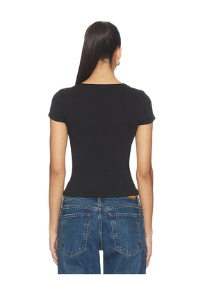 GRLFRND Keyhole Twist Short Sleeve Tee in Black. Size L. Also in XXS, XS, S, M, XL.