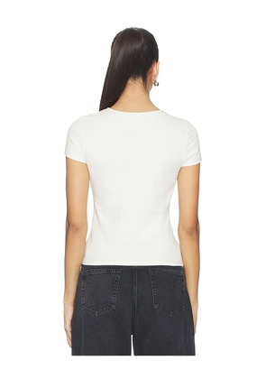 GRLFRND Keyhole Twist Short Sleeve Tee in Ivory. Size L. Also in XXS, XS, S, M, XL.