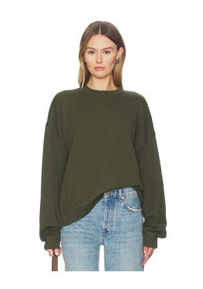 Guess Originals Back Jacquard Sweater in Dark Green. Size M. Also in XS, S, L, XL/1X.