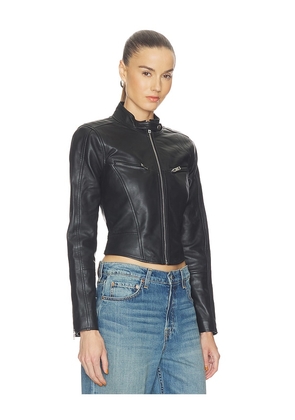 GRLFRND Danica Leather Racer Jacket in Black. Size L. Also in S, XXS, XS, M, XL.