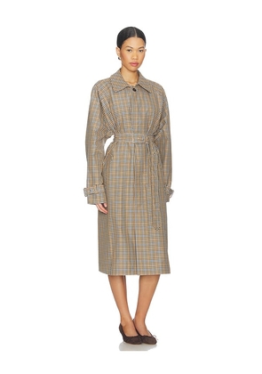 FRAME The Plaid Mac Coat in Brown. Size L. Also in XS, S, M.