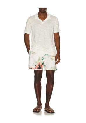 SIMKHAI Lowell Swim Shorts in White. Size M. Also in L, S, XL/1X, XXL/2X.