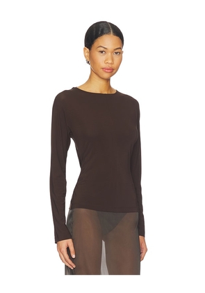 Helmut Lang Cowl Back Long Sleeve Top in Brown. Size L. Also in XS, S, M.