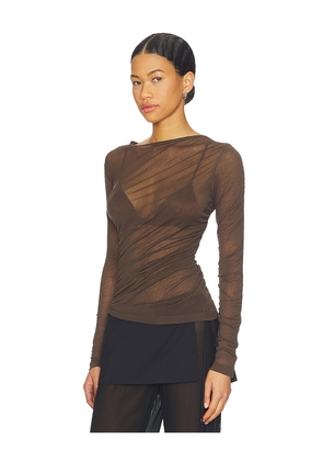Helmut Lang Seamed Wind Top in Brown. Size L. Also in S, M.