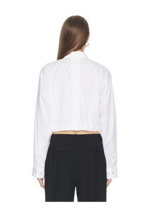 Helmut Lang Cropped Gather Shirt in White. Size M. Also in XS, S.