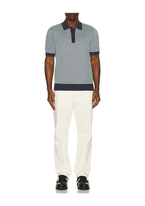 Fred Perry Chequerboard Knitted Polo Shirt in Blue. Size M. Also in L, S, XL/1X.