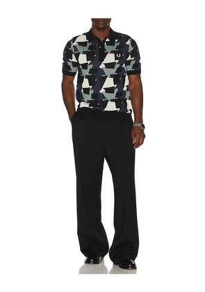 Fred Perry Fragment Jacquard Knit Polo Shirt in Black. Size M. Also in L, S, XL/1X.