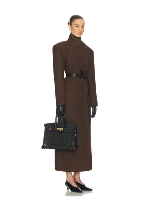 Helsa Italian Wool Blend Extra Long Coat in Chocolate. Size L. Also in XXS, XS, S, M, XL.