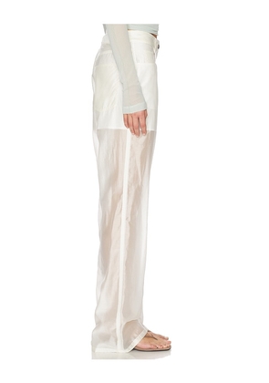 Helmut Lang Sheer Bootcut Pant in White. Size 8. Also in 2.