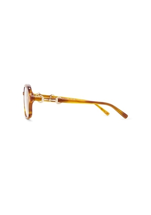 Gucci Shield Eyeglasses in Brown.