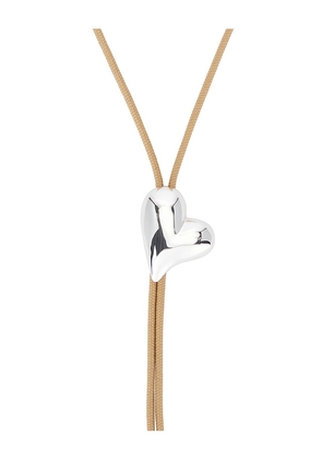Jenny Bird Art Heart Bolo Tie Necklace in Metallic Silver.
