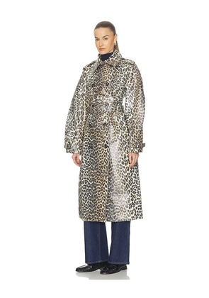 Ganni Laminated Canvas Trenchcoat in Brown. Size 34. Also in 36, 38.
