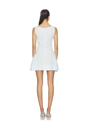 For Love & Lemons Scotch Bonnet Gingham Mini Dress in Baby Blue. Size XS. Also in S, M, L, XL.