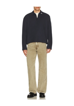 Honor The Gift Wavy Knit Long Sleeve Polo in Blue. Size L. Also in XL/1X, XXL/2X.