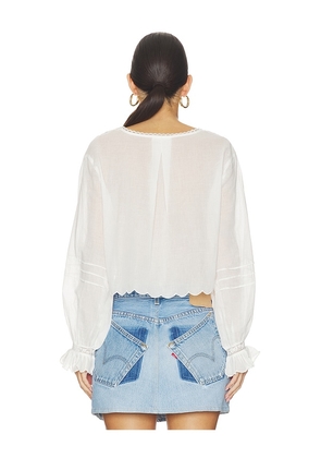 For Love & Lemons Agnes Blouse in White. Size L. Also in XS, S, M, XL.