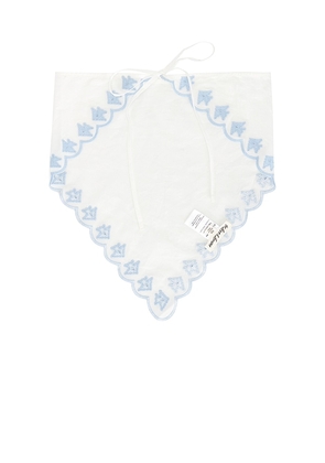 For Love & Lemons Poppy Poplin Headscarf in White,Baby Blue.