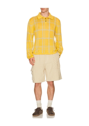 ISA BOULDER Meshline Polo Shirt in Mustard. Size S. Also in M, L, XL/1X.