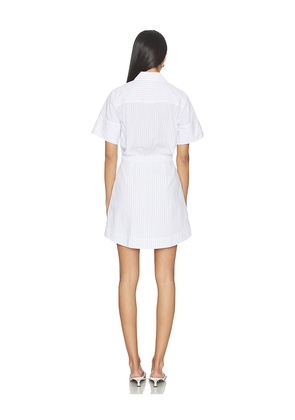 SIMKHAI Marcy Cotton Mini Shirt Dress in White,Blue. Size 0. Also in 2, 4, 6, 10.