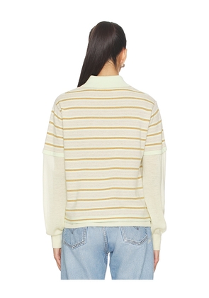 Guest In Residence Layered Stripe Rugby in Mint,Brown. Size M. Also in S.