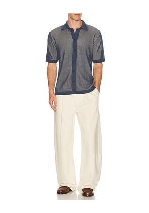Far Afield Velzy Knitted Shirt in Blue. Size S. Also in XL/1X.