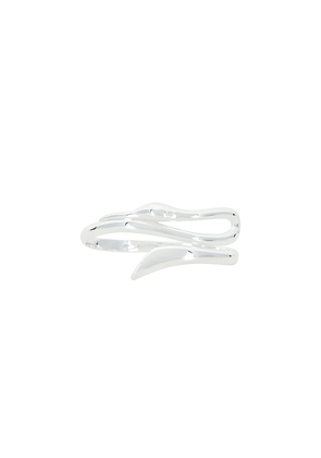 Jenny Bird Egret Upper Arm Cuff in Metallic Silver.