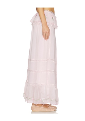 For Love & Lemons Rae Rose Maxi Skirt in Pink. Size L. Also in XS, S, XL.