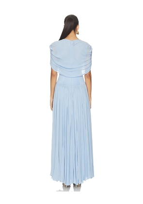 SIMKHAI Nancie Cape Midi Dress in Blue. Size 0. Also in 4, 6.