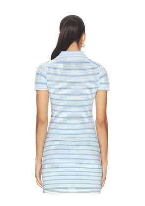 SIMKHAI Paxton Knit Polo in Blue. Size L. Also in XS.