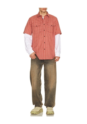 Filson Twin Lakes Short Sleeve Sport Shirt in Red. Size L. Also in S, M, XL/1X.