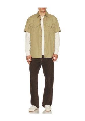 Filson Washed Short Sleeve Shirt in Olive. Size L. Also in S, M, XL/1X.