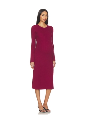 HATCH The Odette Ribbed Midi Dress in Burgundy. Size L. Also in XS, S, M, XL.