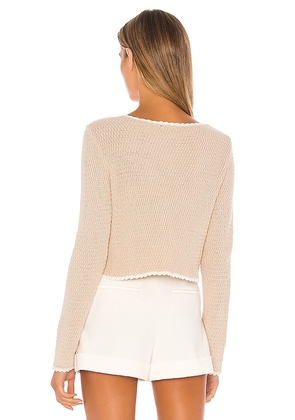 MAJORELLE Devani Crochet Cardigan in Beige. Size M. Also in S.