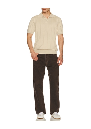 Far Afield Jacobs Knitted Polo in Beige. Size L. Also in M.