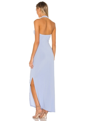 Norma Kamali x REVOLVE Halter Sweetheart Side Drape Gown in Baby Blue. Size M. Also in XXS, XS, S, L, XL.