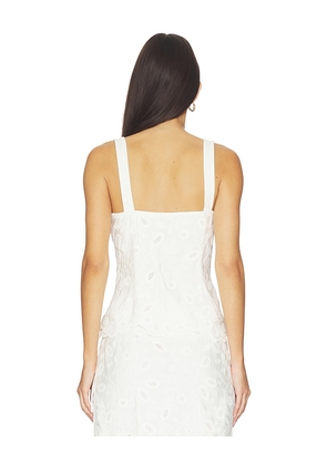 SIMKHAI Mckenna Embroidered Linen Top in Ivory. Size L. Also in XS, S, M.