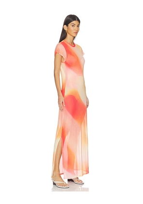 SIMKHAI Fia Midi Dress in Orange,Red. Size L. Also in XS, S, M.