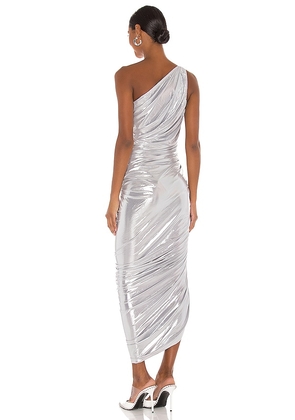 Norma Kamali Diana Gown in Metallic Silver, grey. Size M. Also in XXS, XS, S, L, XL.