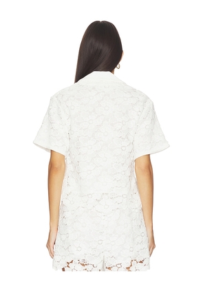 SIMKHAI Glenn Lace Camp Shirt in Ivory. Size L. Also in XS, S, M.