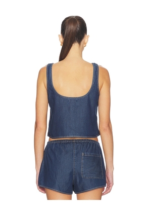 Good American Denim Button Front Tank Top in Blue. Size L. Also in XS, S, M, XL, XXL.