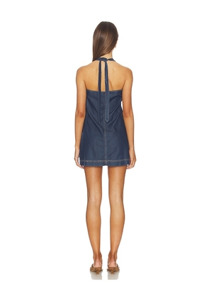 Good American Denim Halter Shift Dress in Blue. Size L. Also in M, XL.