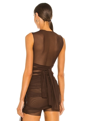 Kim Shui Brown Jersey Tie Top in Brown. Size XS. Also in S, L.