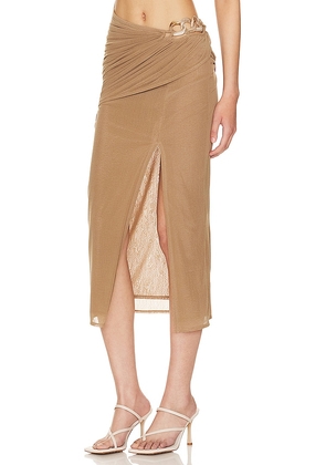 L'Academie Florra Midi Skirt in Taupe. Size M. Also in S, XS.