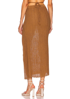 Michael Costello x REVOLVE Sylvan Maxi Skirt in Brown. Size M. Also in L, XL, XS.